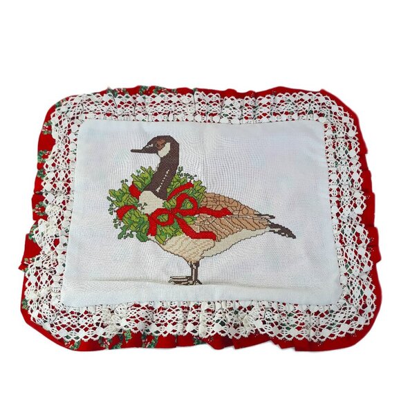 Handmade Floral Lace Turkey Needle Point Pillow Cover Holiday - Picture 1 of 8